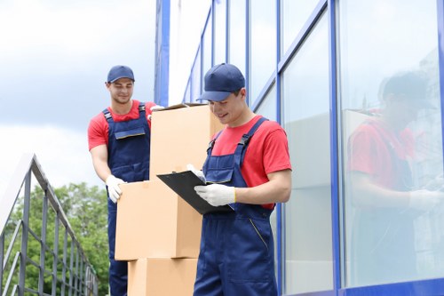 Commercial moving team planning a business relocation in West Harrow
