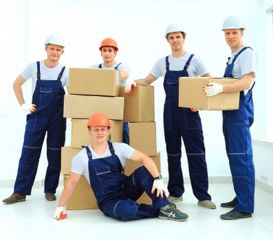 Boxes and home items arranged safely inside a moving van