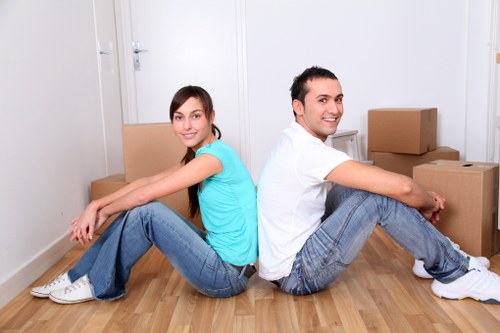 Packed boxes and furniture ready for local house removals
