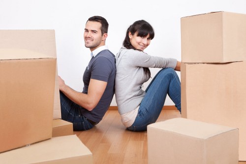 Loaded moving van for a West Harrow relocation with furniture and boxes